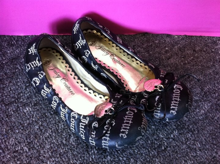 Juicy Couture Black Leather Ballet Flats size 12-Juicy Couture Girls